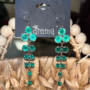 Emerald Rhinestone Dangle Earrings
